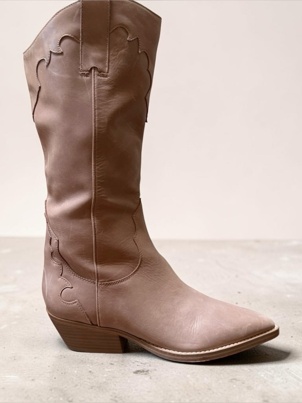 Marc Fisher Hilaria Taupe Leather Western Knee High Cowboy Boots 7M Coastal Cowg